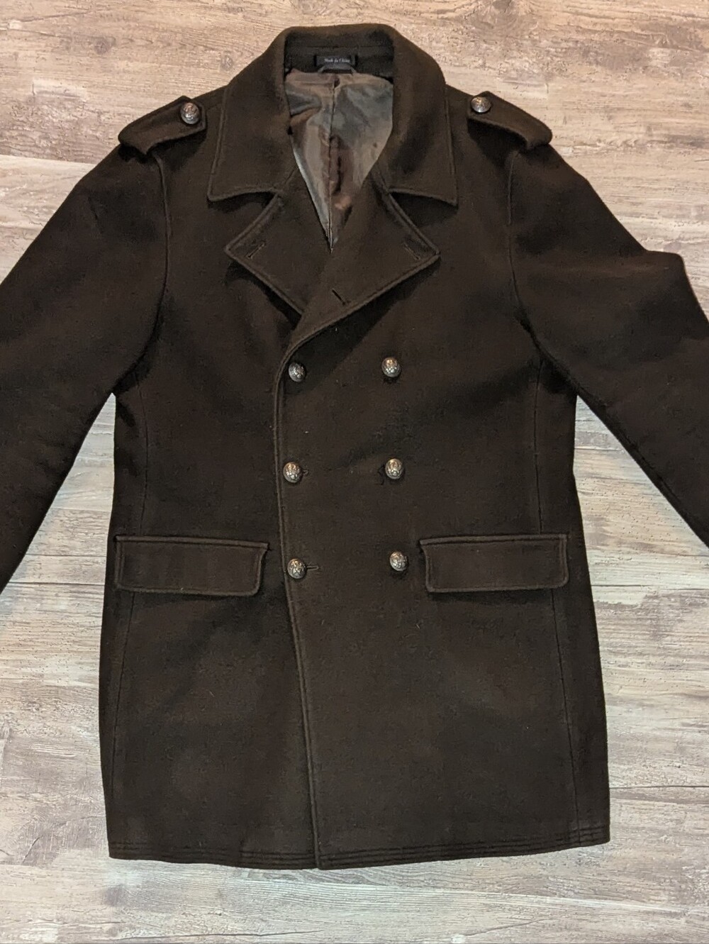 Ralph Lauren Men's Olive Double-Breasted Wool Pea Coat Size 50